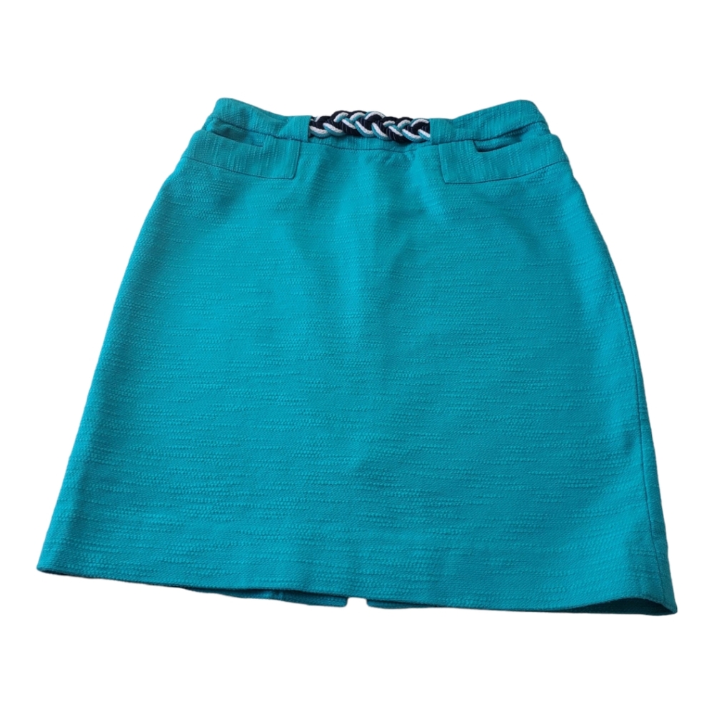 Etcetera Tweed Mini Pencil Skirt Turquoise Size 6